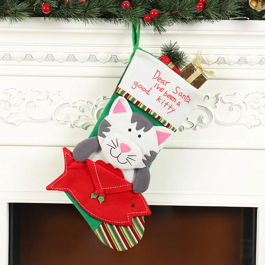 Мультяшный Рождественский чулок Новогодний подарочный пакет для питомца собаки