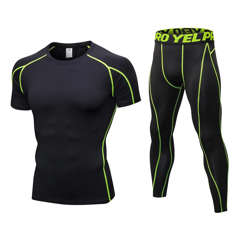 2 шт. компрессионный Быстросохнущий облегающий спортивный костюм мужской