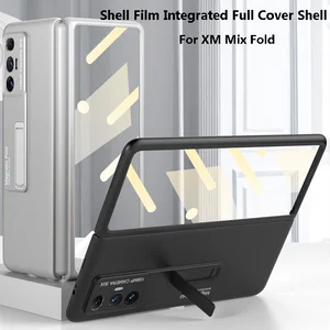 pc phone cover for xiaomi mix fold 5g celular case glass film fold stand holder solide color shockproof cellphone fitted cases free global shipping