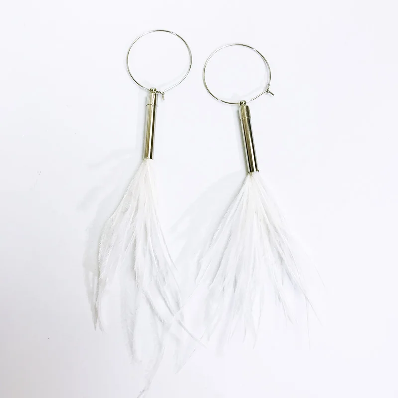 Простые Модные черные серьги Cpop с перьями для женщин Подвесные розовыми и белыми