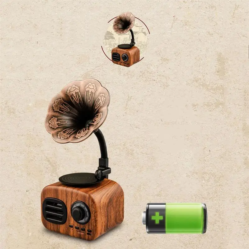 

AS90 Retro Wooden Speaker Phonograph Mini Wireless Bluetooth-compatible Portable Computer Mobile Outdoor Audio Speaker