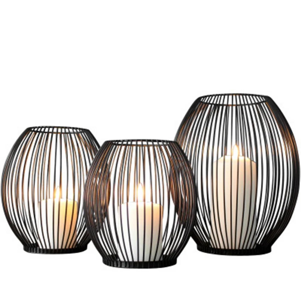 

Подсвечник в виде черного фонаря, металлический подсвечник в стиле ретро, украшение для дома S/M/L