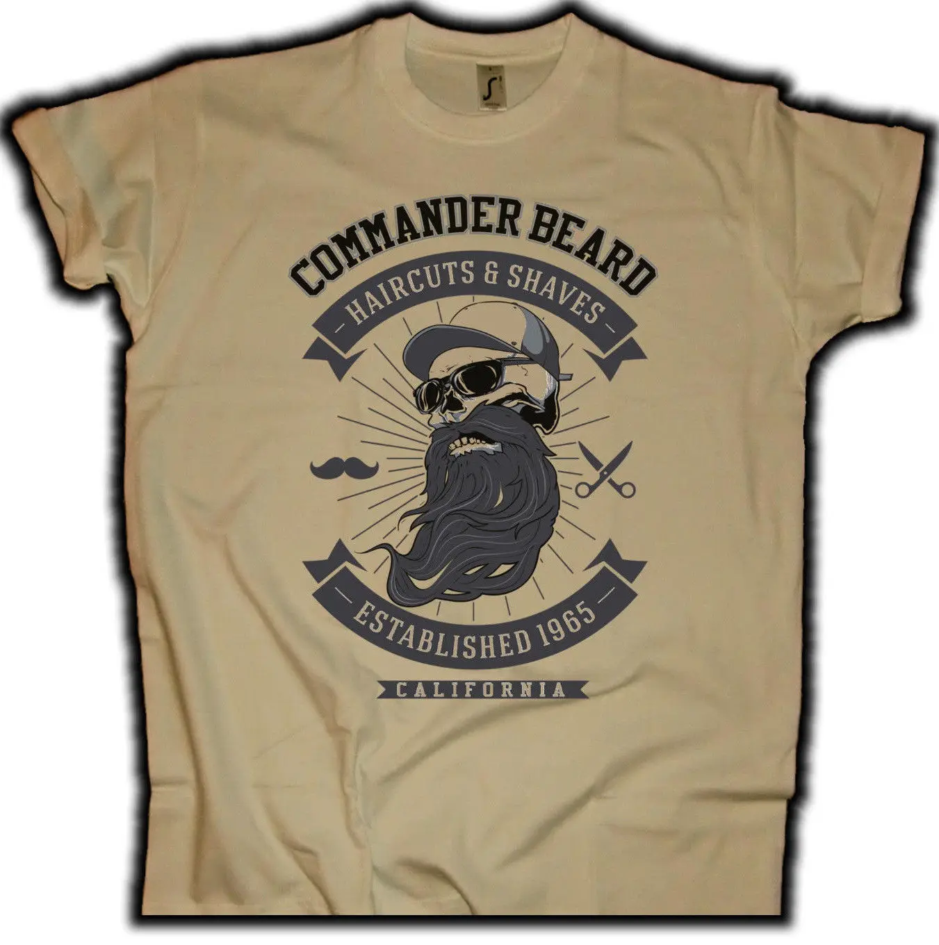 Модная мужская футболка бесплатная доставка старомодная Commander Beard Sand V8 винтажное