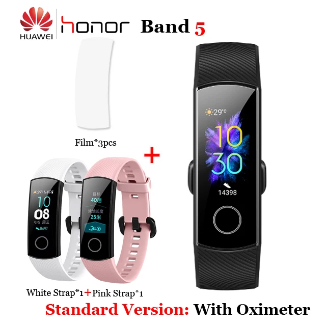 Band5 BLK WHT PK 3FM Умный Браслет huawei Honor Band 4 5 Amoled, цветной сенсорный экран 0,95 дюйма, для плавания, для обнаружения сердечного ритма, сна - Color: Band5 BLK WHT PK 3FM