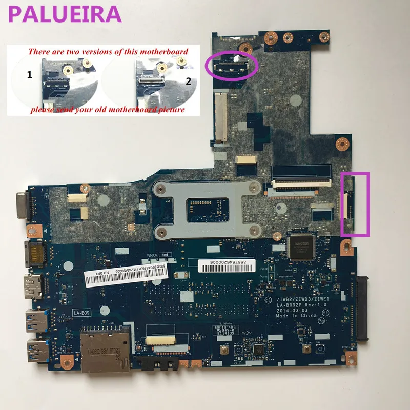PALUBEIRA LA-B092P для Lenovo B50-70 B50-80 305-15IBD материнская плата ноутбука (для Celeron 2957U CPU)