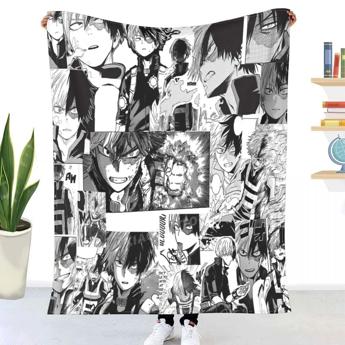 

Todoroki Shoto Throw Blanket Sherpa Blanket Bedding soft Blankets