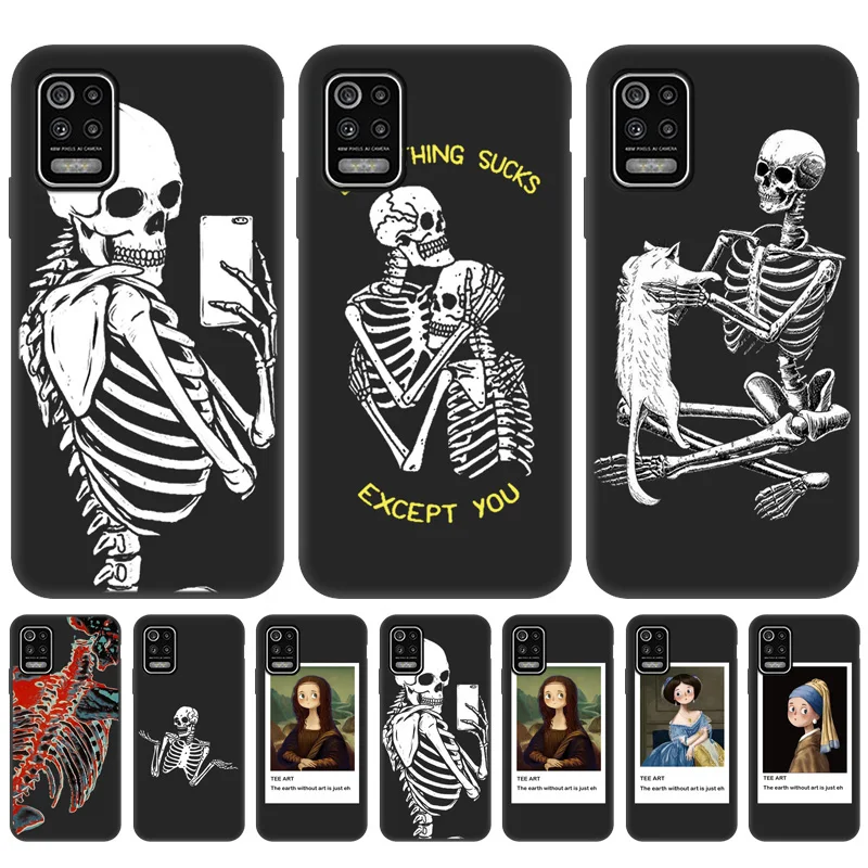 

Skull Skeleton Phone Case For LG K52 K62 K50S K51 Case Silicone Cover for LG K52 V60 K30 Stylo 7 6 Cover Mona Lisa Pattern Funda