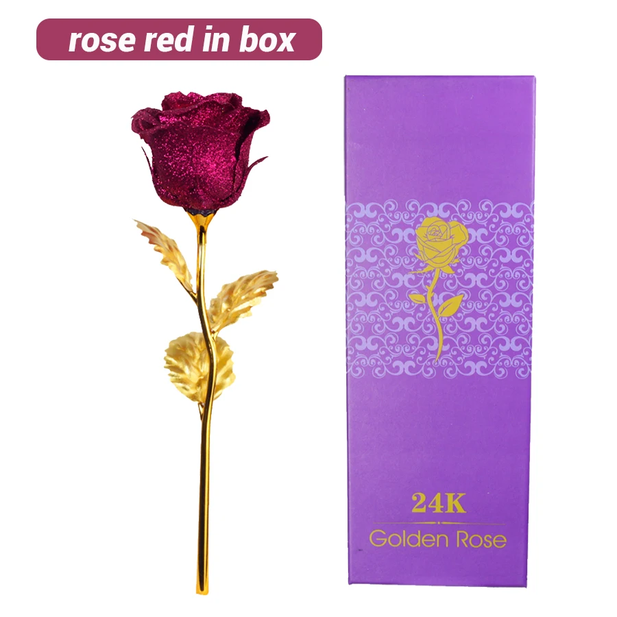 rose red in box Романтический Красочный светодиодный сказочный розовый искусственный Галактический цветок розы для подруги, подарок на день Святого Валентина, свадебный Декор для дома - Цвет: rose red in box