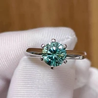 blue green color 1 2ct real moissanite ring adjustable resizable gemstones 925 silver for women girlfriend birthday present