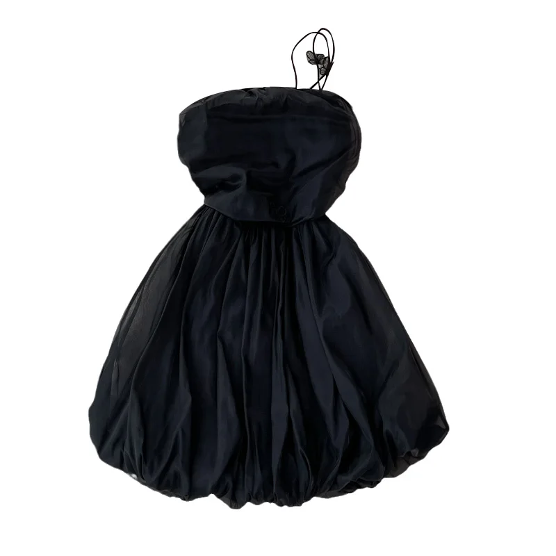 

dress temperament a word shoulder strapless dress with little accept waist buds short dresses women show thin holiday