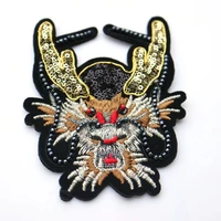fashion diy 3d dragon beaded patches for clothing sew on rhinestone sequin parches animal applique for clothes decorative badge