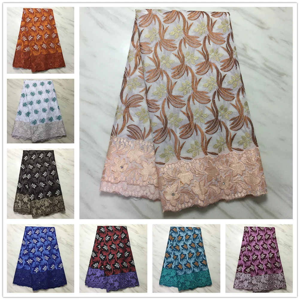 

Pure Cotton Swiss Voile Lace In Switzerland With Stones African Dry Lace Fabric High Quality Nigerian For Wedding 5yards p16-21
