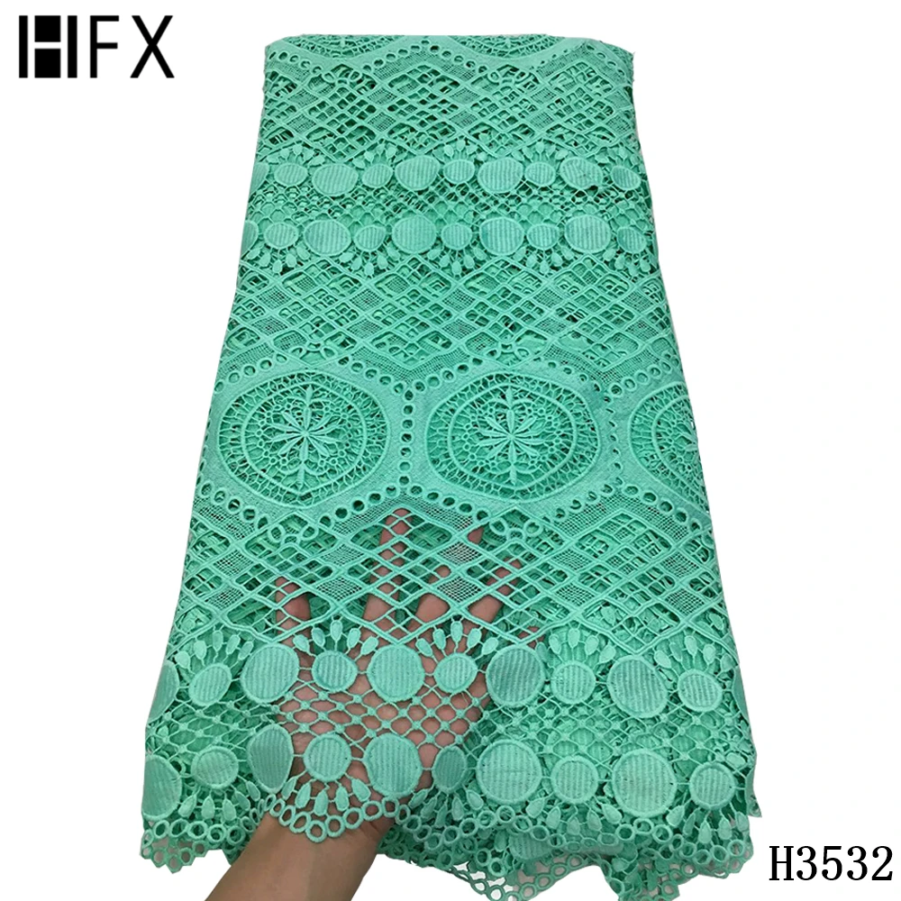

HFX cord lace fabric african fabric lace tissu guipure haute qualit nouveau 2020 water soluble lace fabric orange dress H3532