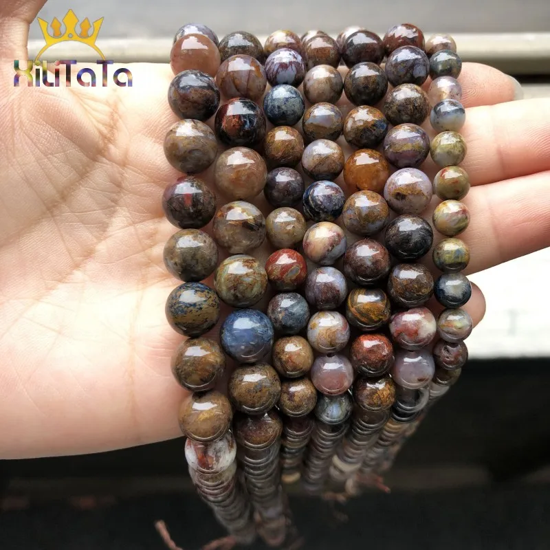Round Natural Pietersite Stone Beads Loose Spacer Beads For Jewelry Making DIY Bracelet Necklace 15Inches 6/8/10/12mm