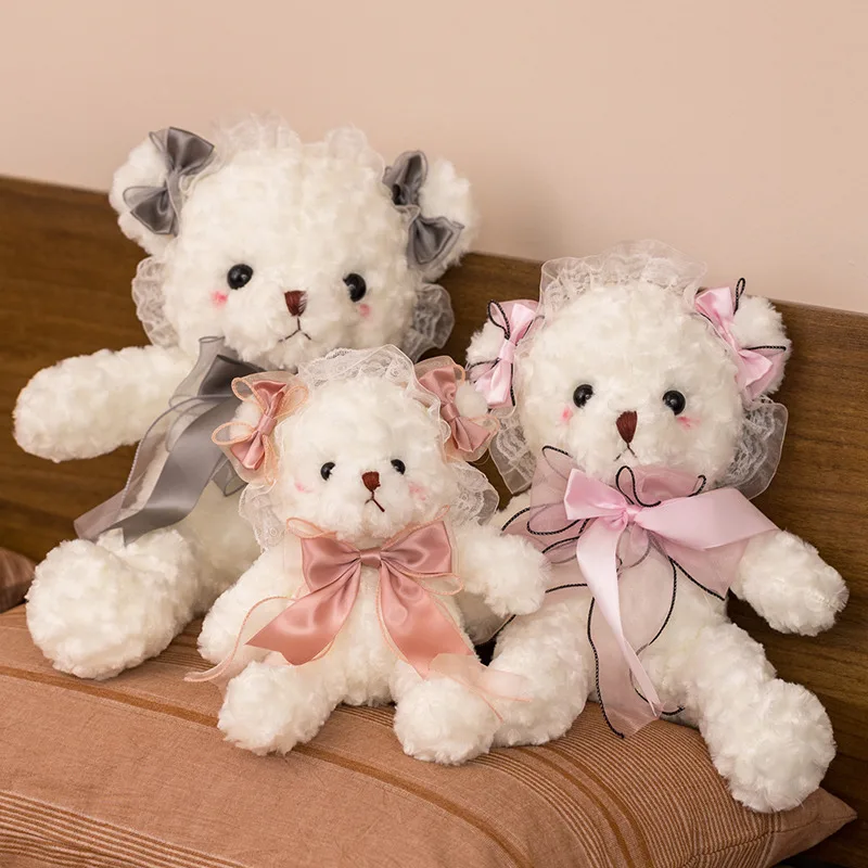 

Cute Lolita Kawaii Ribbon Princess Bear Kid Toy Gift Wedding Souvenirs Plush Doll Ragdoll Stuffed Toy Sleep Companion Sofa Robe