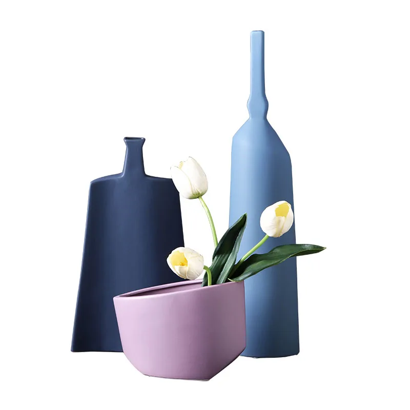 

Nordic Luxurious Ceramic Boutique Flower Vase Ornament Shooting Props Wedding Gifts Flower Arrangement Art Vase Home Decoration