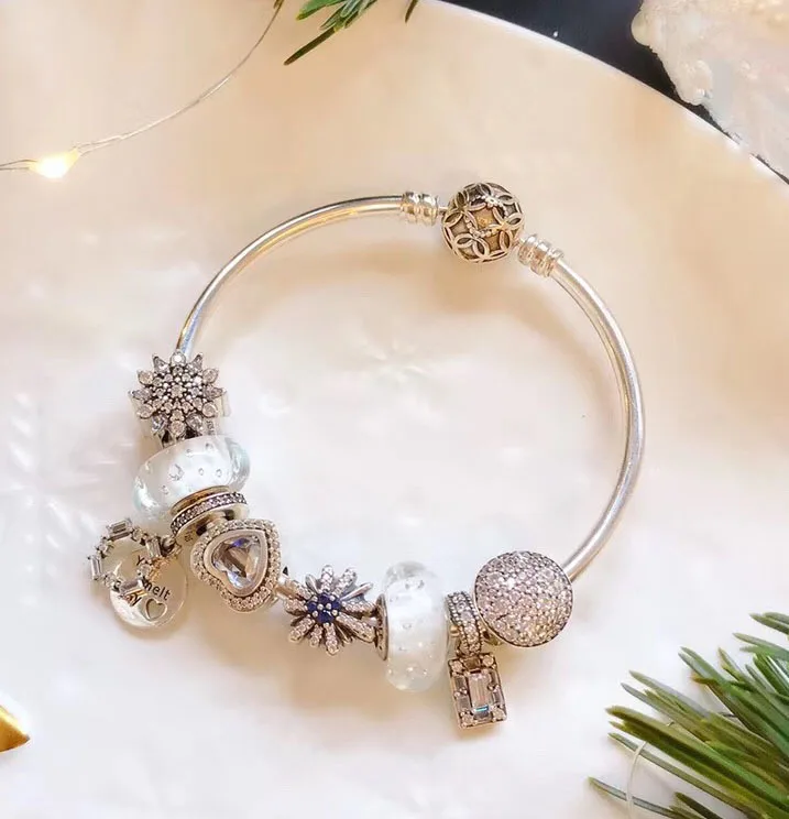 High Quality Store 1:1 100% 925 Pure white silver enamel bracelet Free freight snow | Украшения и аксессуары