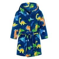 autumn winter kids boy sleepwear robe hoodie cartoon dinosaur print flannel warm bathrobe for boys 2 7 years children pajamas