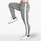 Длинные брюки хип-хоп, уличные штаны, повседневные модные мужские Штаны для бега, в клетку, с полосками сбоку, узкие спортивные штаны