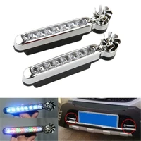 2pcs car grille white led car turn signal wind powered led lights grille vehicle lights with fan rotation fog warning head lamp
