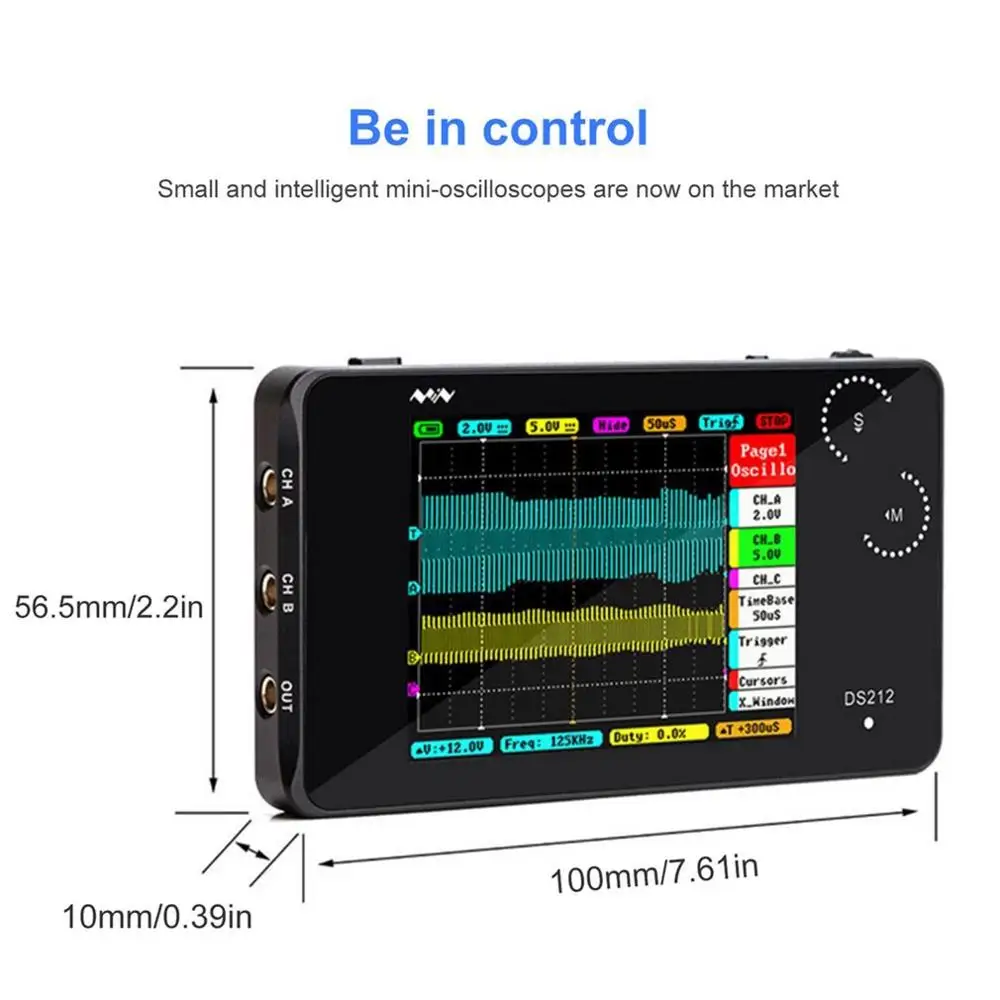 Цифровой портативный осциллограф DS212 карманный с ЖК дисплеем полоса пропускания