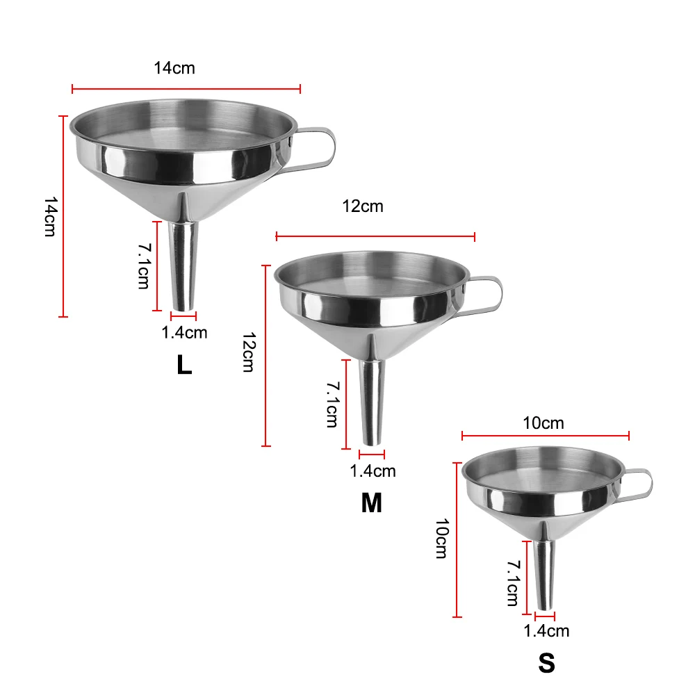 

Wide Mouth Funnels Bar Wine Beer Oil Flask Funnel With Detachable Filter For Canning Kitchen Tools Stainless Steel Metal Funnel