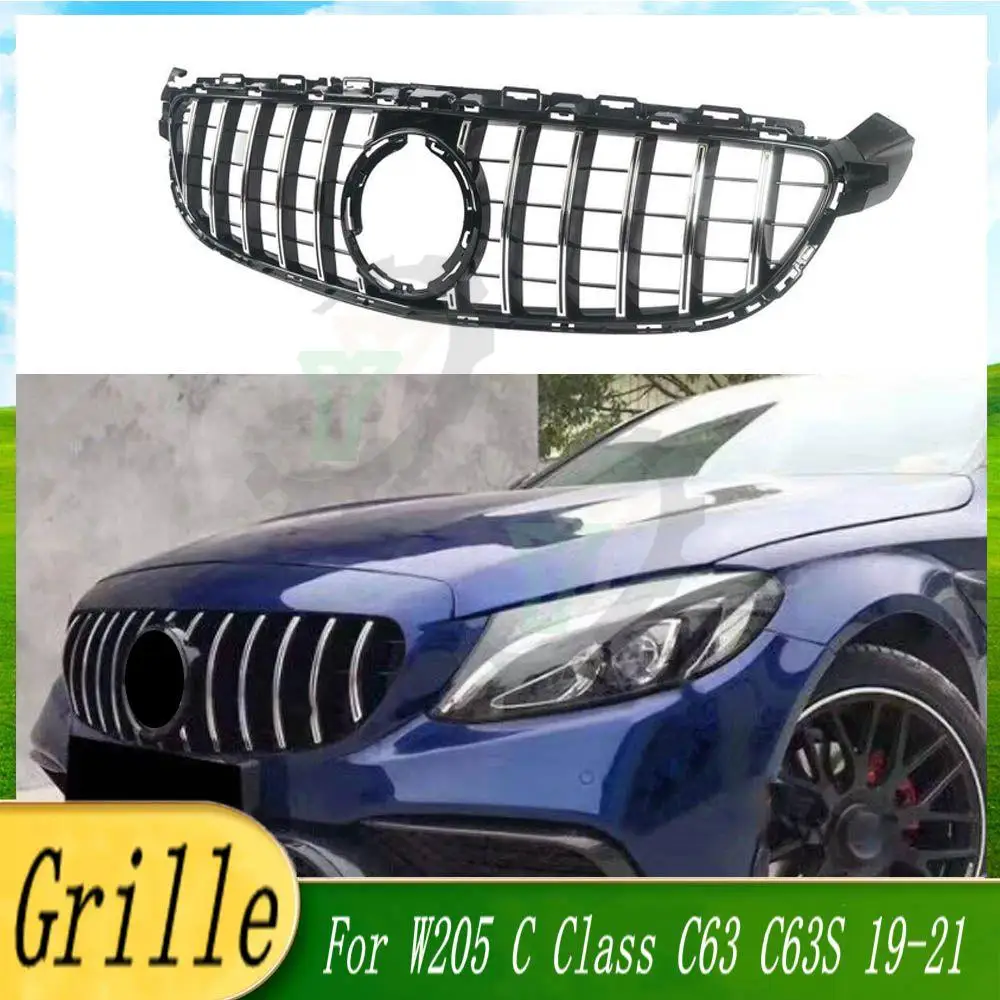 

Front Bumper Upper Grille facelift GT Style Racing Grill For Mercedes-Benz C-Class W205 C63 C63S 2019 2020 2021 Car Accessory
