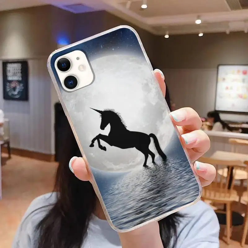 

Dreamy unicorn Phone Case For iphone 5s 6 7 8 11 12 plus xsmax xr pro mini se Transparent Cover Fundas Coque
