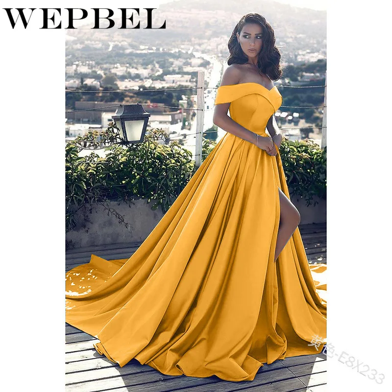 Женское вечернее Макси-платье WEPBEL Элегантное Длинное платье с открытыми плечами