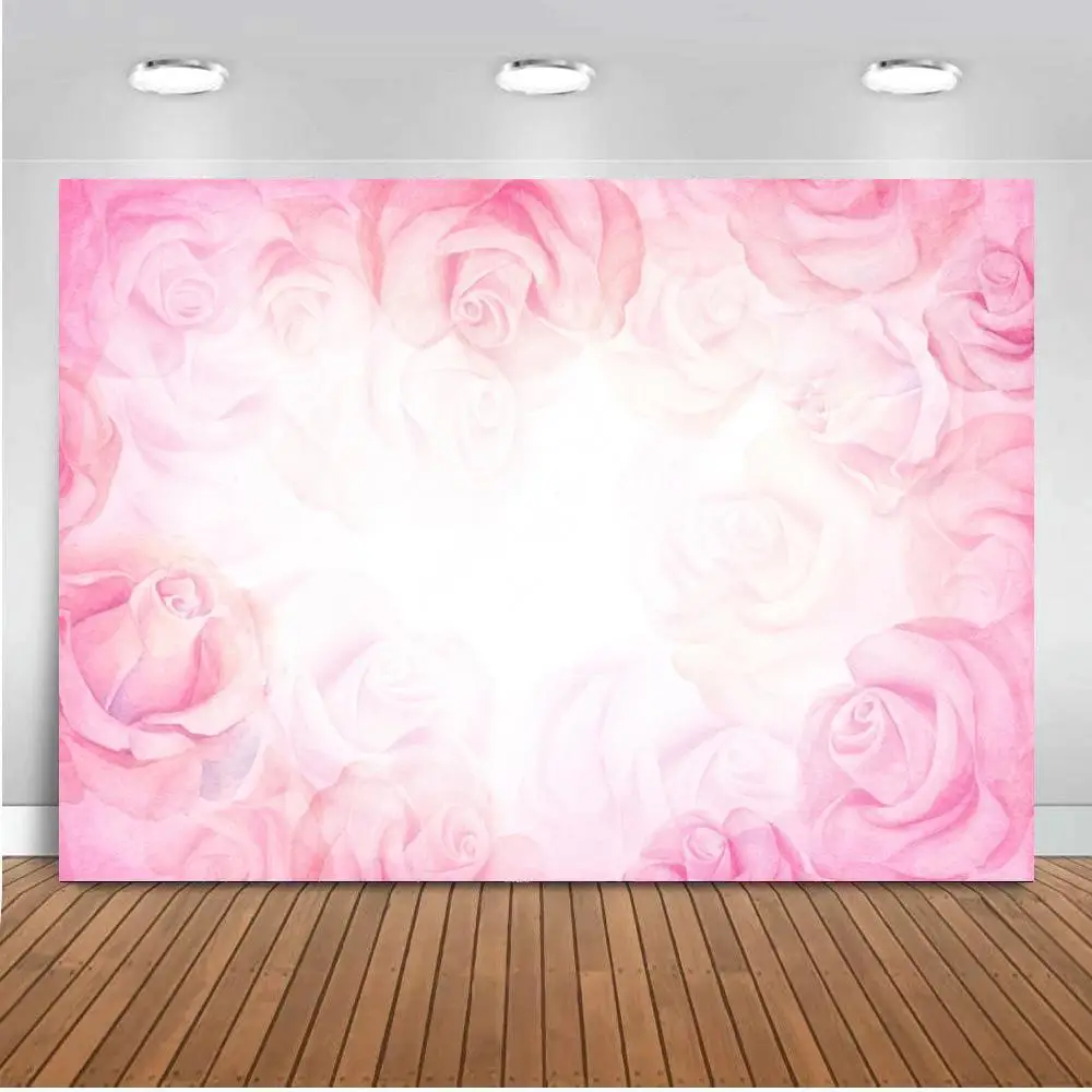 

Pink Rose Floral Board Bright Heart Halo Photo Backgrounds Newborn Baby Showers Kids Birthday Decor Photography Backdrops