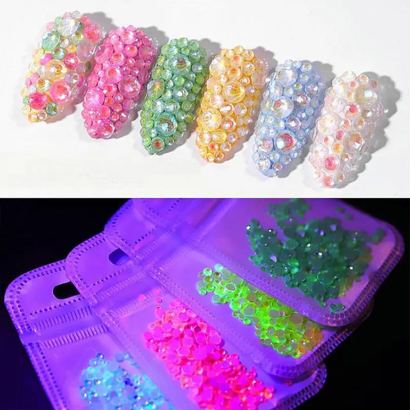 SS6-SS20 микс 3D Блестящий светящийся горный хрусталь DIY эпоксидная смола ювелирный материал прозрачный арт для ногтей Декор бриллиант светится в темноте