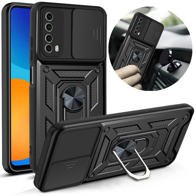 

For Honor 9X Pro Case Magnetic Car Holder Ring Shockproof Armor Phone Cover For Huawei P smart 2021 Camera Lens Protection Cases