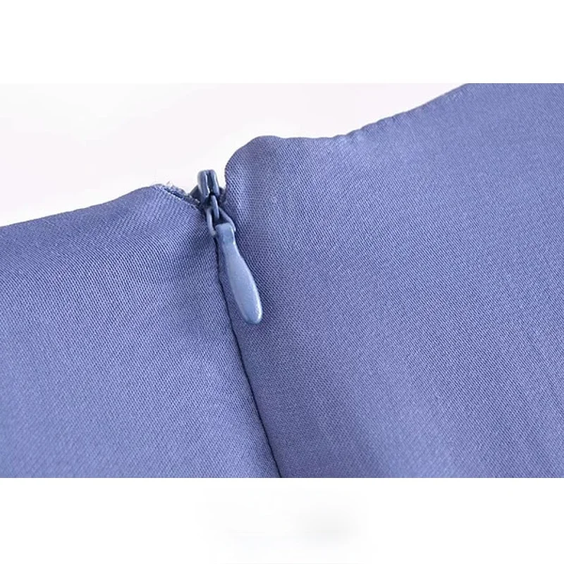 

Women Chic Fashion With Knotted Soft Touch Midi Skirt Vintage High Waist Back Zipper Vents Hem Female Skirts Mujer