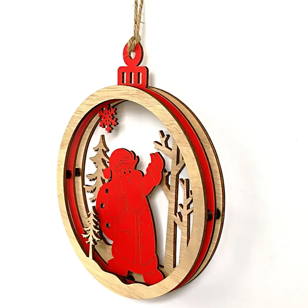 Деревянная 3D подвеска в форме лампы украшение для дома рождественской елки 2019 |