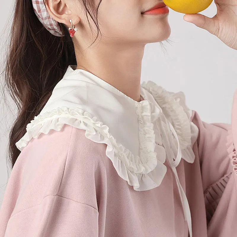 Двойной слой оборки искусственный воротник плечо обернуть Лолита аппликация