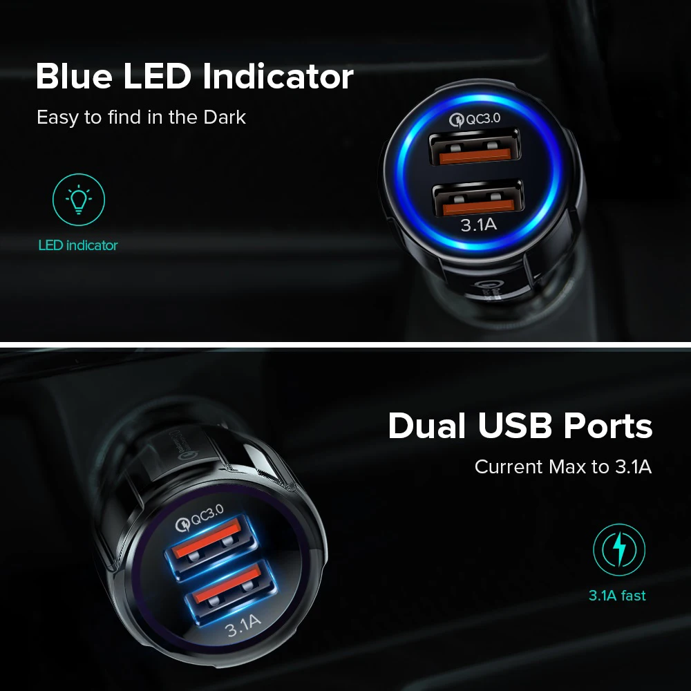 Автомобильное зарядное устройство с двумя USB портами 5 В 3 0 А|Зарядные устройства
