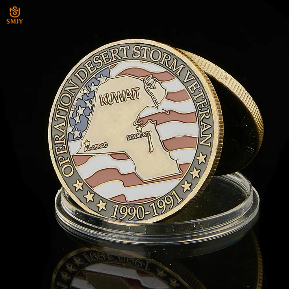 

1990-1991 USA Hooray For Heroes Operation Desert Storm Veteran Pro-Bronze Token Challenge Coin Collection