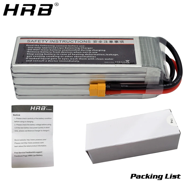 аккумулятор hrb lipo 6s 222 v 6000mah 50c xt60 xt90 ec5 t deans xt90 s для phan