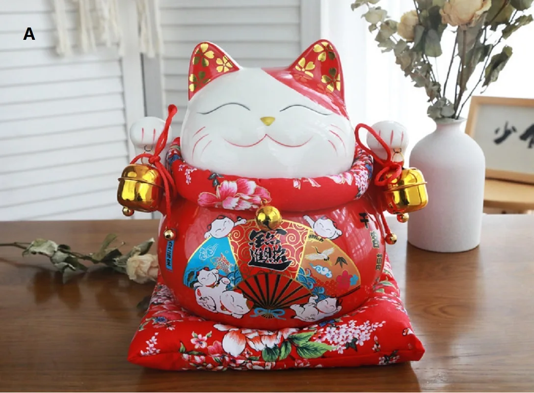 

Ceramic Lucky Cat Piggy Bank Cute Smiling Face Shop Opening Ornament Creative Gift Festival Decoration