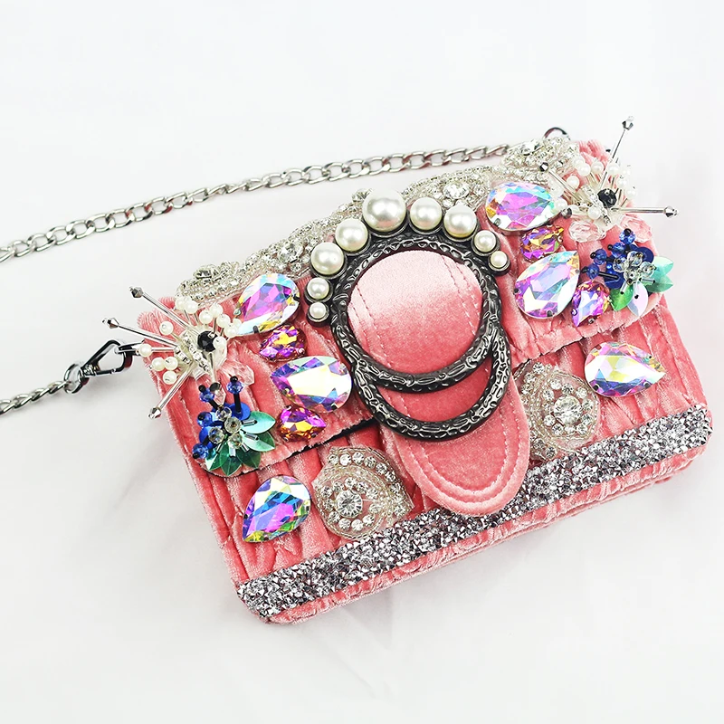 Роскошная винтажная женская сумка ручной работы с бисером и стразами клатч