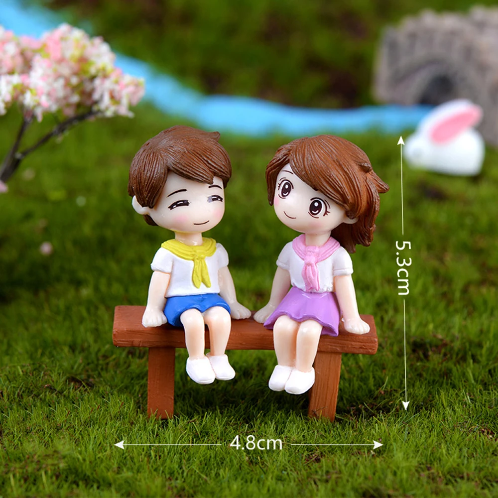 3Pcs Gardening DIY Mini Dolls Couples Fairy Garden Stool Dollhouse Decor Miniatures For Succulents Potted Plants Micro Landscape | Дом и сад