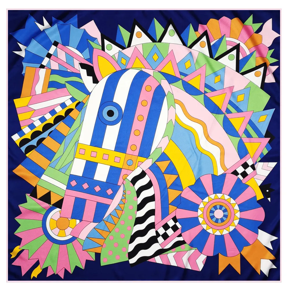 Ручная работа саржевый шелковый шарф женские квадратные шарфы с принтом лошадей