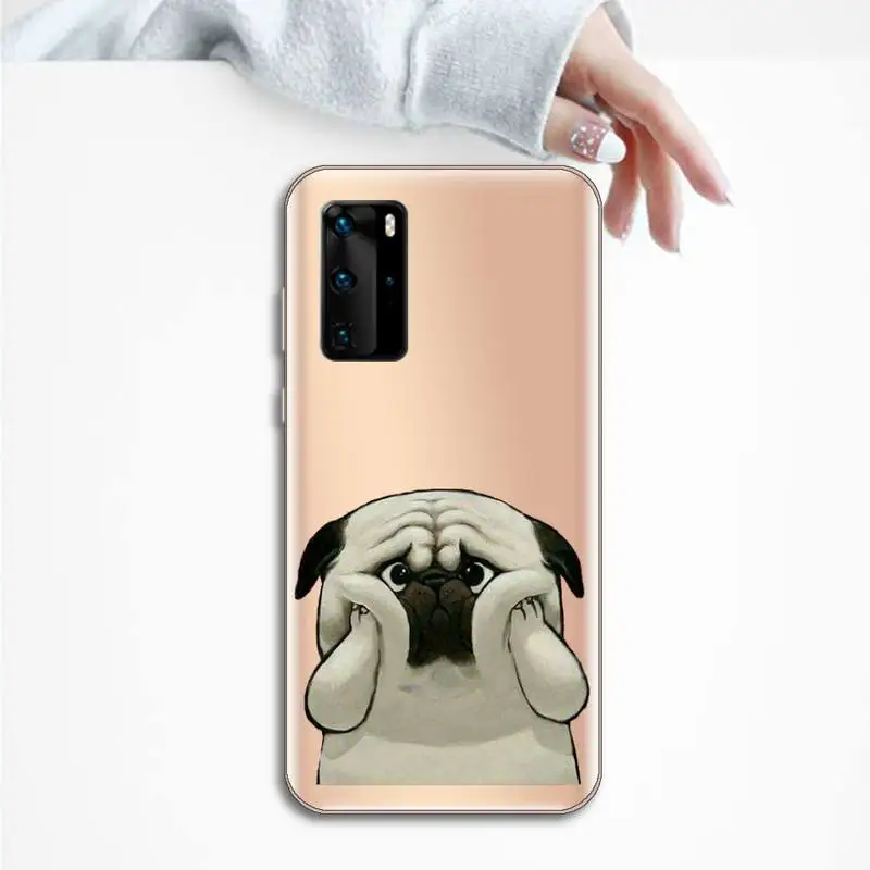 

Pug dog lovely animal fashion cartoon Phone Case Transparent for Huawei P honor 8 10i 20 30 40 smart 2019