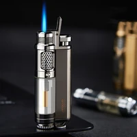creative personality straight into the blue fire flashlight lighter windproof visible gas gas lighter portable cigarette accesso
