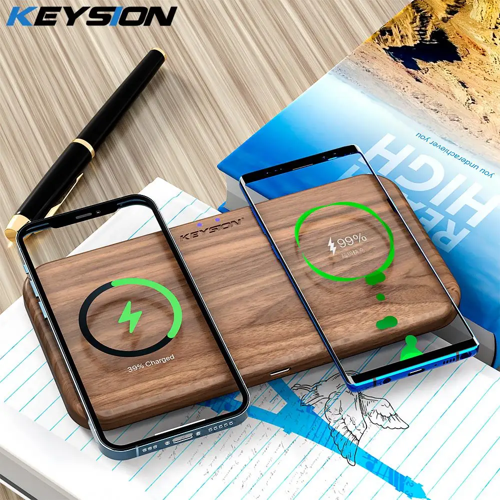 

Беспроводное зарядное устройство KEYSION 20 Вт для iPhone 13 12 11 Pro XR XS Qi, устройство для быстрой беспроводной зарядки для Samsung S21, Note 20, Xiaomi 11