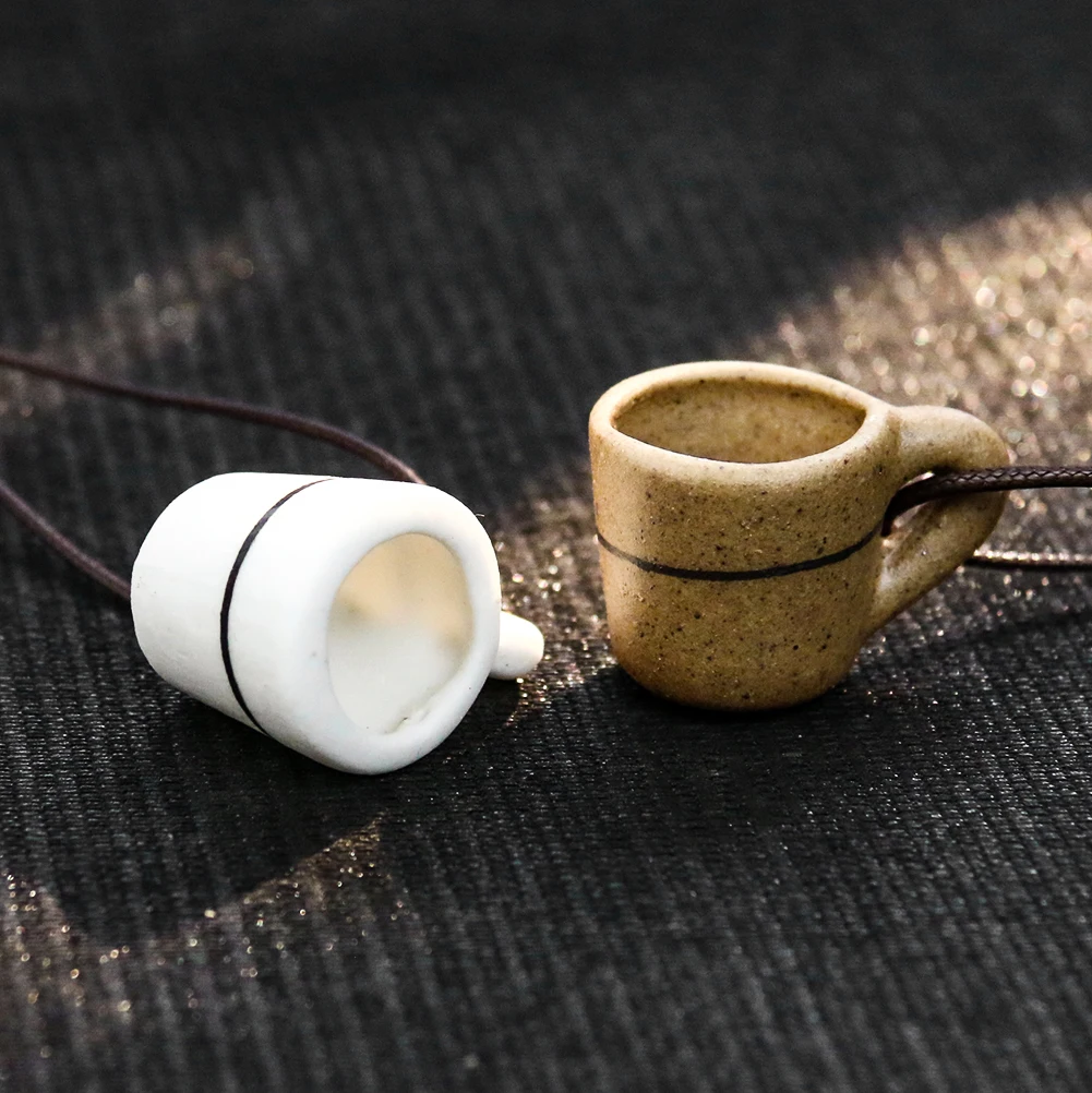 

Cute Glass Cup Ceramic Pendant Necklace for Students Girl Best Friends Handmade Charm Jewelry Couple Gifts