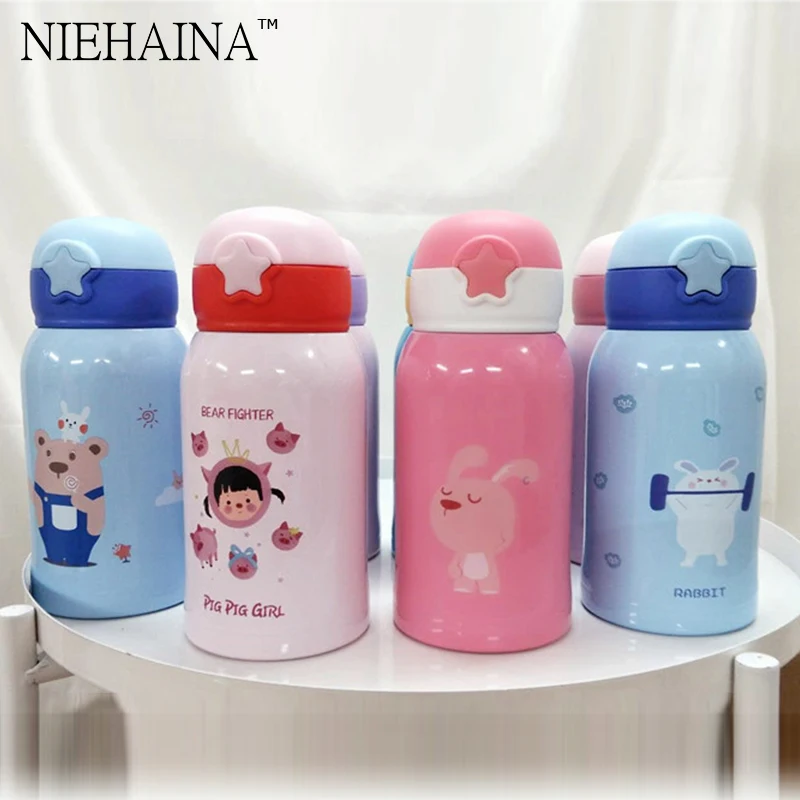 

600/500ml /400ml Cartoon Vacuum 316 Stainless Steel Children's Sling Cup Outdoor Portable Thermos