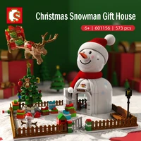 christmas series snowman house santa claus creative decoration puzzle assembled childrens building block holiday toys