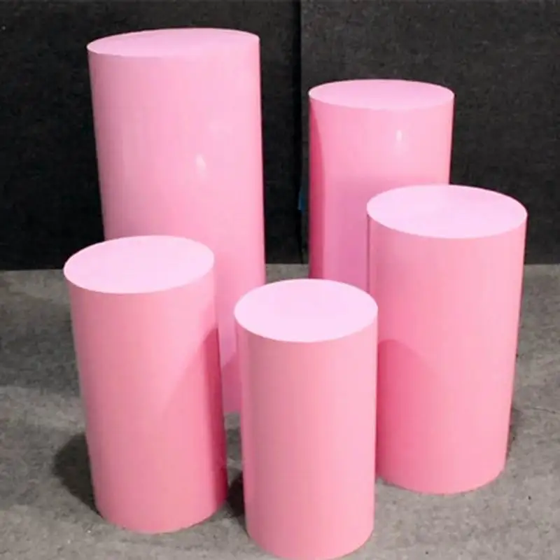 

Newest Luxury Round Cylinder Pedestal Display Art Decor Plinths Pillars for DIY Wedding Decorations Holiday White Pink