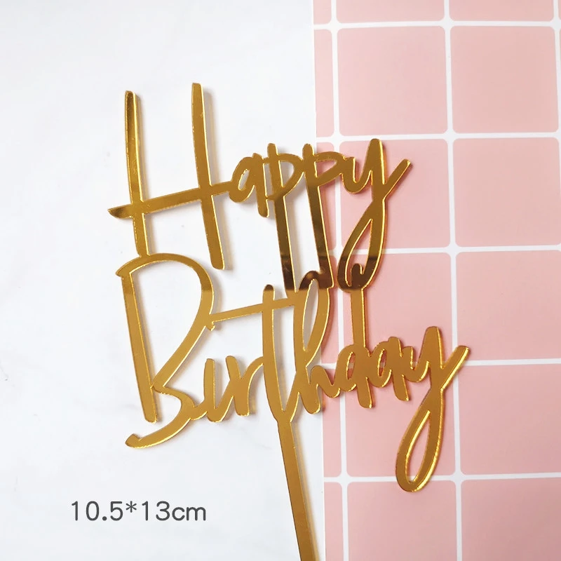 2pc birthday S Золотой серебряный черный акриловый ручной пишущий Топпер для торта «С Днем Рождения» десертное украшение для дня рождения милые подарки - Цвет: 2pc birthday S